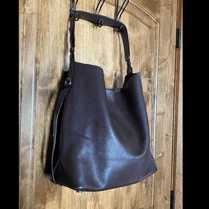 ALL SAINTS - Lg Paradise Leather North South Bag - Dk Brown/Plum - USED